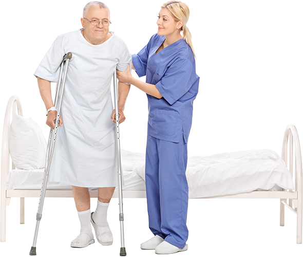 Una enfermera mostrando una tabla a un hombre y una mujer